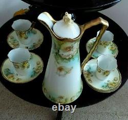 10 Piece Rs Prussia Royal Rudolstadt Hand Painted Porcelain Chocolate Set