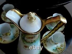 10 Piece Rs Prussia Royal Rudolstadt Hand Painted Porcelain Chocolate Set