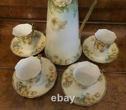 10 Piece Rs Prussia Royal Rudolstadt Hand Painted Porcelain Chocolate Set