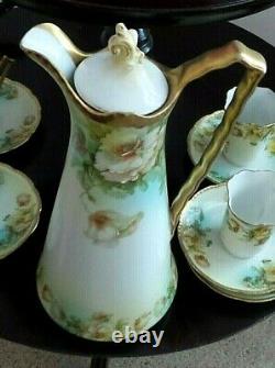 10 Piece Rs Prussia Royal Rudolstadt Hand Painted Porcelain Chocolate Set