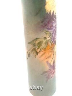 12 Cylinder Limoges France Chrysanthemum Hand Painted Vase