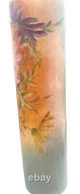 12 Cylinder Limoges France Chrysanthemum Hand Painted Vase