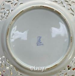 12 Dresden Germany Hand Painted Porcelain Reticulated Dessert Plates, c1930