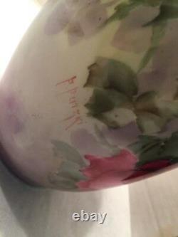 1800s Paul Putzki Signed JP L Limoges Porcelain Hand Painted Roses Vase 7rare