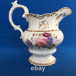 1839 Antique English Porcelain Hand Painted Birth/Christening Jug J Deeming 1839