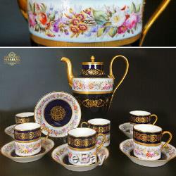 1844 SEVRES France porcelain hand-painted flowers Tea/ coffee Set of 13 pieces