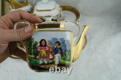 1880 Antique French paris porcelain tea coffee set hand paint