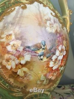 + 1890s BAYEUX PORCELAIN VASE! SIGNED! HAND-PAINTED BIRDS & FOREST! SEVRES GOLD+