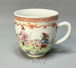 18c. Antique Chinese Export Hand-painted Porcelain Coffee Cup Hunting Scene Deer