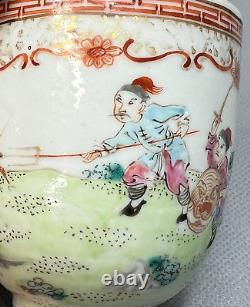 18c. Antique Chinese Export Hand-painted Porcelain Coffee Cup Hunting Scene Deer