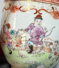 18c. Antique Chinese Export Hand-painted Porcelain Coffee Cup Hunting Scene Deer