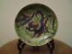 18th -19th C Chinese Stylized Four-clawed Dragon Overpainted Green Ground Dish