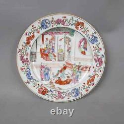 18th Antique Hand Painted Chinese Famille Rose Porcelain Plate 1750s RARE