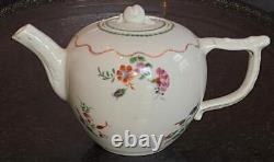 18th C Chinese Meissen Style Famille Rose Bullet Shaped Teapot Wishbone Handle