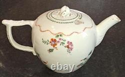 18th C Chinese Meissen Style Famille Rose Bullet Shaped Teapot Wishbone Handle