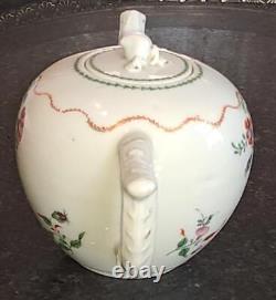 18th C Chinese Meissen Style Famille Rose Bullet Shaped Teapot Wishbone Handle