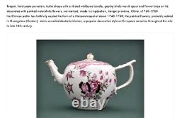 18th C Chinese Meissen Style Famille Rose Bullet Shaped Teapot Wishbone Handle