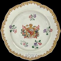 18th century porcelain Chinese export armorial plate, deer/dogs coat of arms
