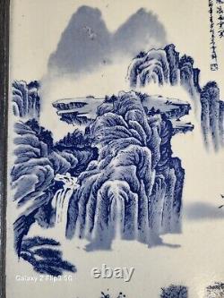 1915 Blue and White Porcelain Wall Plaque Inspiration From Tang Poet Du Fu