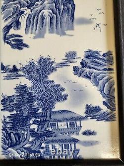 1915 Blue and White Porcelain Wall Plaque Inspiration From Tang Poet Du Fu