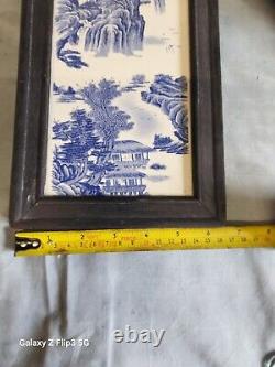 1915 Blue and White Porcelain Wall Plaque Inspiration From Tang Poet Du Fu