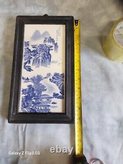 1915 Blue and White Porcelain Wall Plaque Inspiration From Tang Poet Du Fu