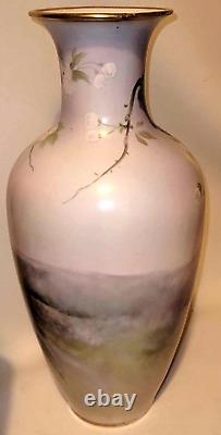 1920's Japanese Hand painted Noritake Porcelain Vase 15 bird and blossom