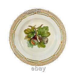 1920's Royal Copenhagen hand-painted Flora Danica Fig dinner plate with gold rim