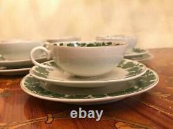 1950 Vintage 9 cups 9 saucers Cake Plates W. J Schmidt Porcelain Handpainted Set