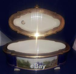 19C Sevres Choicy Porcelain Dresser Box Gilt & Hand Painted playing Cherubs