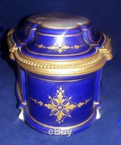 19C Sevres Choicy Porcelain Dresser Box Gilt & Hand Painted playing Cherubs