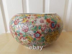 19th/20th Century Chinese Famille Rose Mille Fleurs Large Bowl/Brush Bowl, Marked