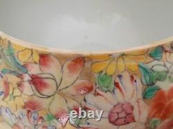 19th/20th Century Chinese Famille Rose Mille Fleurs Large Bowl/Brush Bowl, Marked