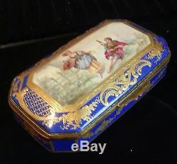 19th C French Russianger-Pouyat Porcelain Hand Painted Gilded Jewelry Vanity Box