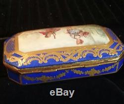 19th C French Russianger-Pouyat Porcelain Hand Painted Gilded Jewelry Vanity Box