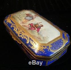 19th C French Russianger-Pouyat Porcelain Hand Painted Gilded Jewelry Vanity Box
