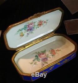 19th C French Russianger-Pouyat Porcelain Hand Painted Gilded Jewelry Vanity Box