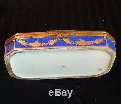 19th C French Russianger-Pouyat Porcelain Hand Painted Gilded Jewelry Vanity Box