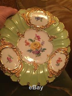 19th Cent Meissen Porcelain Cabinet Plate Fine Stamp gild hand painted raised