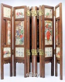 19th Century Chinese Eight Panel Folding Porcelain Table Screen Hand Painted