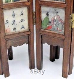 19th Century Chinese Eight Panel Folding Porcelain Table Screen Hand Painted