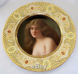 19th Century Royal Vienna Hand Painted Porcelain Jeweled & Enamel Plate