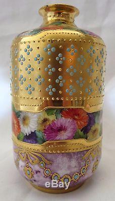 19th Century Royal Vienna Hand Painted Porcelain Jeweled Vase