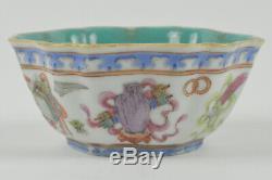 19th Chinese Tongzhi Mark Period Fencai Porcelain Bowl Auspicious Symbols