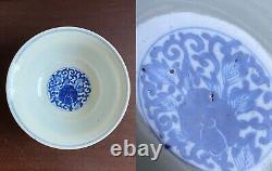 19th century Qilin Bowl Antique Blue and White Marked Chenghua on the base