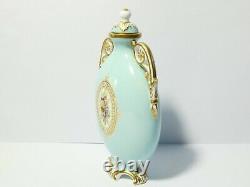 19thC Grainger & Co Worcester Porcelain Jewelled Flask Hand Painted Floral Gilt