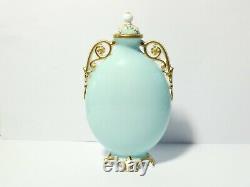 19thC Grainger & Co Worcester Porcelain Jewelled Flask Hand Painted Floral Gilt