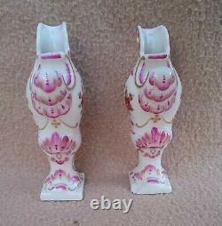 2 Antique Continental Royal Vienna Porcelain Miniature Vases Hand Painted Rococo