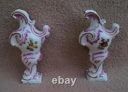 2 Antique Continental Royal Vienna Porcelain Miniature Vases Hand Painted Rococo