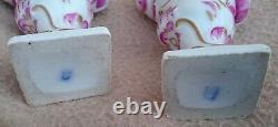 2 Antique Continental Royal Vienna Porcelain Miniature Vases Hand Painted Rococo